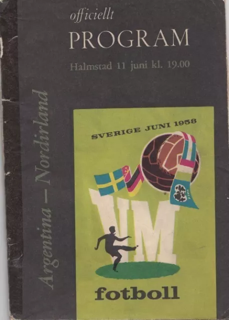 Northern Ireland V Argentina 11/6/1958 Sweden World Cup