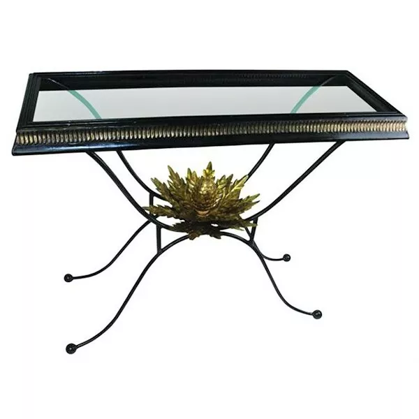 Black Wrought Iron Artichoke Console Table Ornate Gold Sofa Baroque