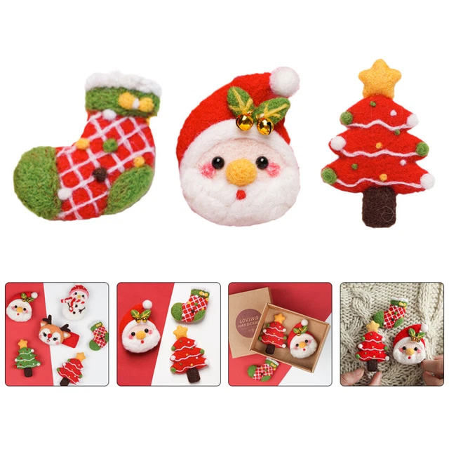 3 juegos hágalo usted mismo materiales hágalo usted mismo adornos navideños kit de fieltro de Santa