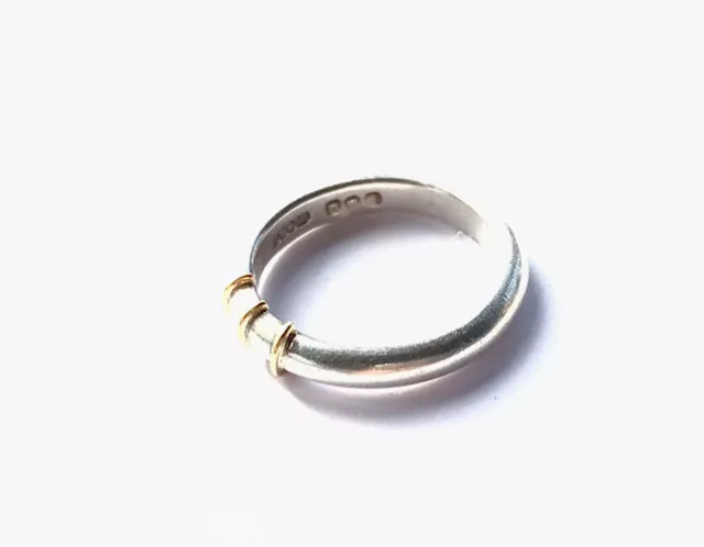 Vintage Designer Linda Macdonald Silver 9ct Gold Band Ring LMM