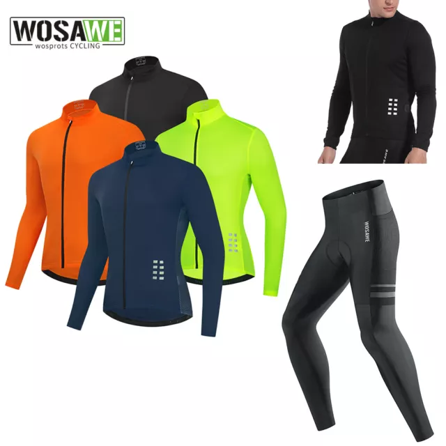 WOSAWE Tute da Ciclismo Manica Lunga Jersey Gel Imbottito Pantaloni Riflettente