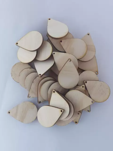 Timber Wood Base Disk Tear Drop Shape 3mm Thick 10mm to 100mm Diameter with hole