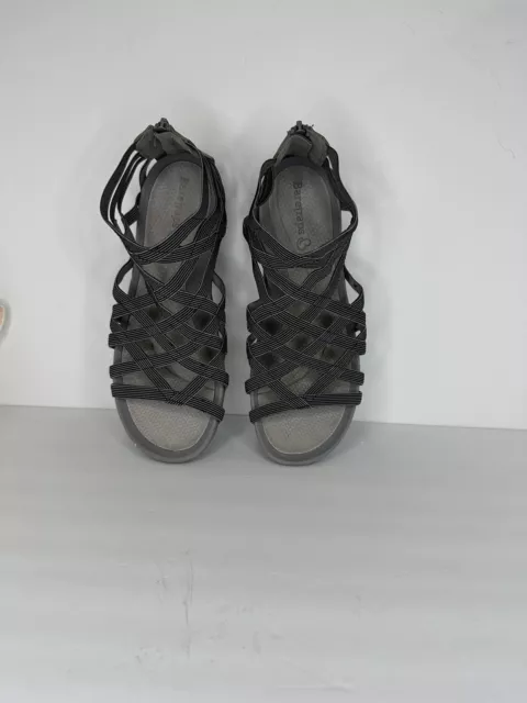 BareTraps SAMINA Gray Fabric Open Toe Zip Strappy Sandals Women’s Size 9