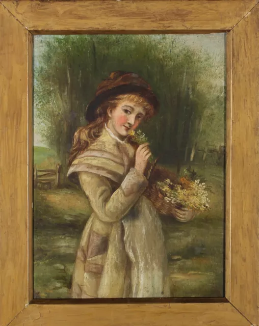 Late 19th Century Oil - Gathering Flowers