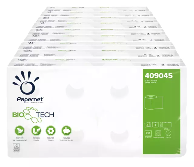 409045 BIOTECH Toilettenpapier 3-lagig 250 Blatt Recycling Camping 🚽