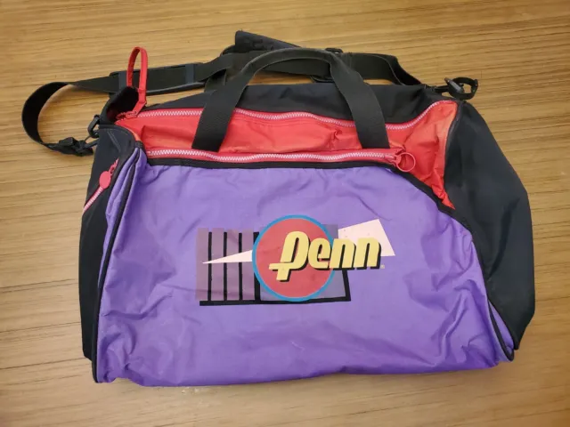 Large Vintage Penn Tennis Duffle Bag Sport System, Classic 90s Color Scheme