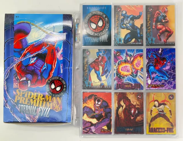 1996 Spider-Man Eternal Evil Premium, Complete Base + Venom & Spiderman Canvas