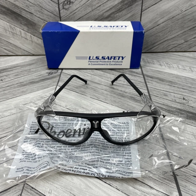 US Safety Glasses Made in USA NEW Black 65-VF-MED Clear Safe Protective Work