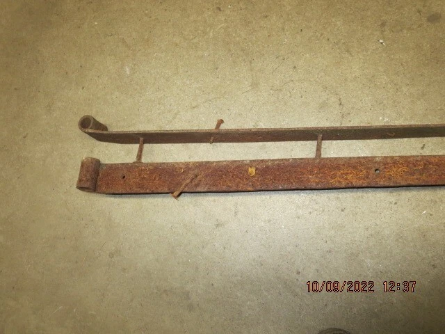 Antique Hand Forged Pair Iron Barn Door Strap Hinges 42 inch Long x 2 inch Pair 4