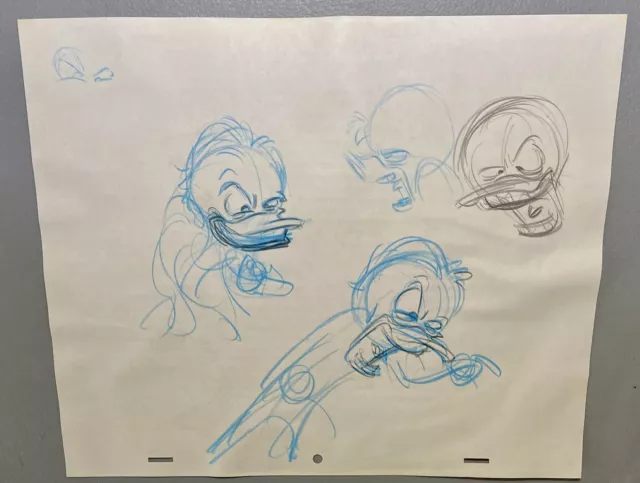 Original 1990s Disney Animation Drawing Sketch Art of DONALD DUCK Rage & Anger