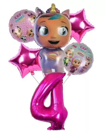 CRY BABIES 4th Birthday Pink Balloon Set Birthday Party Decorations Age 4 Girls