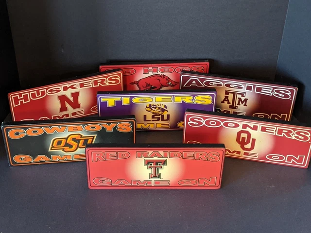 NCAA Desk/Wall Sign - Aggies, Cowboys, Hogs, Huskers, Raiders, Sooners, Tigers