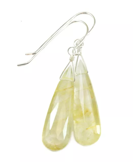 Rutile Quartz Earrings sterling silver Golden Rutilated Tourmalated Natural Drop