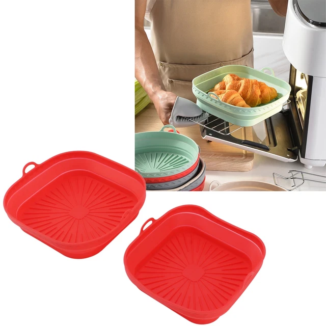 (Rosso) Friggitrice quadrata pieghevole 2 pz Friggitrice in silicone riutilizzabile