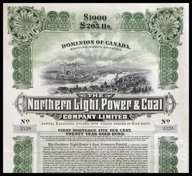 1909 Canada: The Northern Light, Power & Coal Company - Dawson City Yukon Alaska