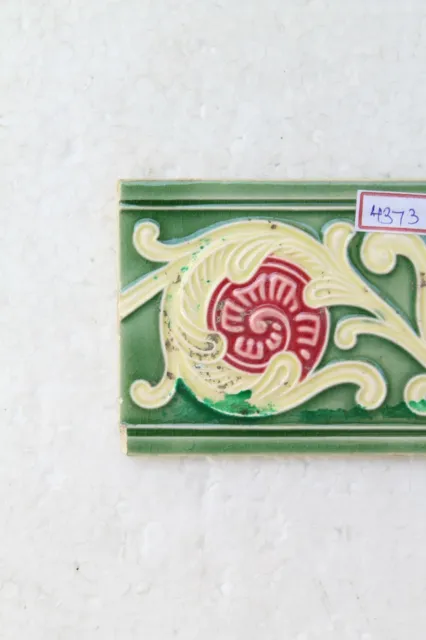 Japan antique art nouveau vintage majolica border tile c1900 Decorative NH4373 2