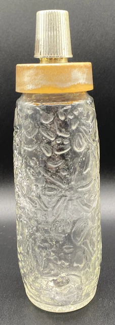 Cocktail Shaker Textured Glass Clear  Water Bottle Vintage