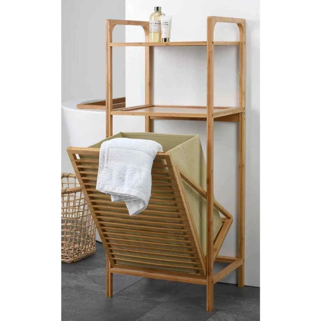 Bathroom Solutions Estantería 2 estantes y cesto colada bambú 95 cm Bathroom Sol