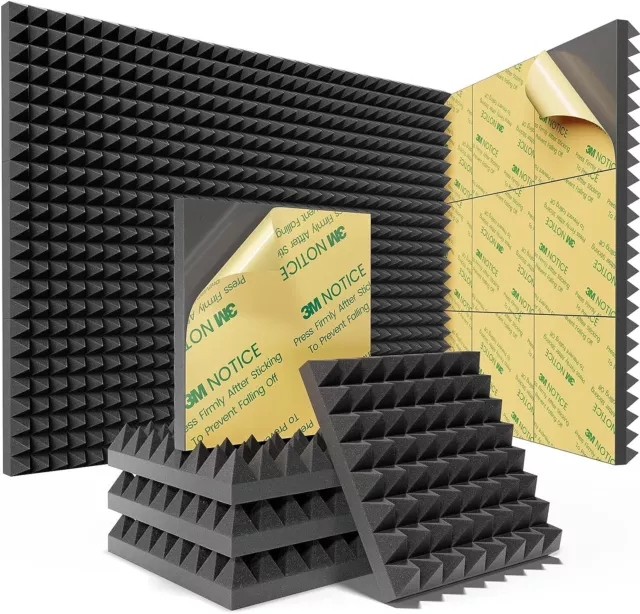 Self Adhesive Acoustic Foam Panels Studio Soundproofing Foam Tiles  Pyramid Foam