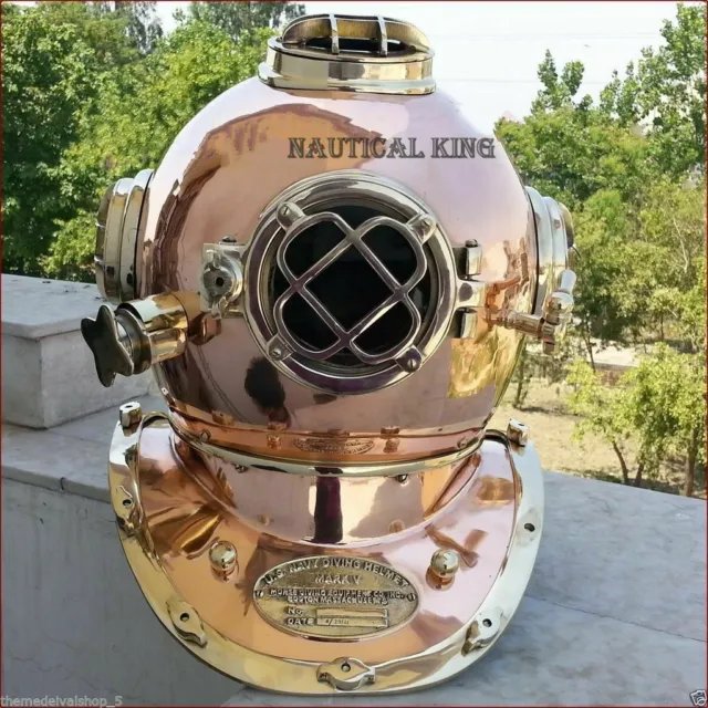 Solid Brass Full Size 18" Antique Style Morse Diving Helmet U.S Navy Mark V