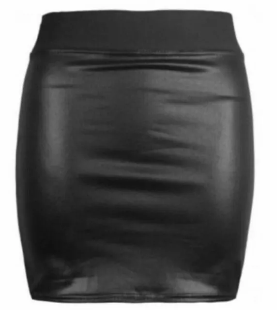 Gonna a matita donna look bagnato stretch bodycon corta mini ufficio donna taglia 8-26 2