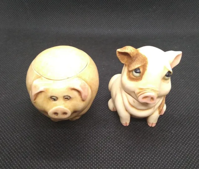 Harmony Kingdom Pot Bellys Farmyard Times Puddles Pig And Biggie Pig Trinket Box