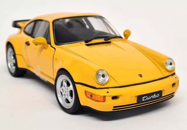 Welly 1/24 - Porsche 911 964 Turbo Speed Yellow Diecast model car Boxed