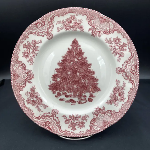 Replacements Johnson Bros Castle-Pink CHRISTMAS Tree Dinner Plate-set Of 4 ~