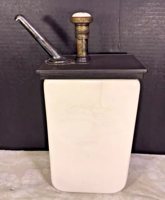 Vintage Vanilla Syrup Dispenser for Soda Shop or General Store Plunger Operates