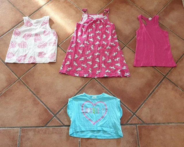 Bundle of Girls Clothes - Three 3 Tops and a Dress - Age 7-8 Years