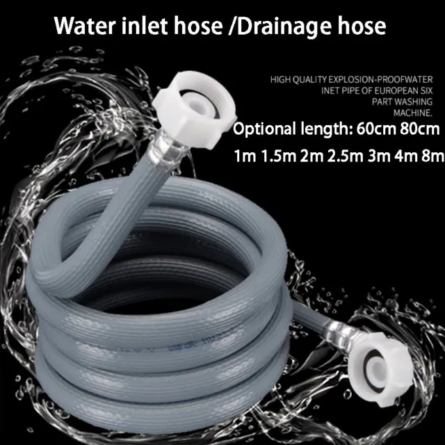 3/4 Washing Machine Dishwasher Inlet Pipe Water Feed Fill Hose Universal 0.6m~8m