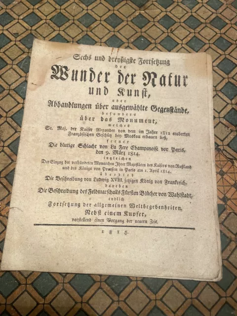 Alte Uralte Zeitung 1813 Pirna Bevölkerungstabelle Sachsen Rarität 2