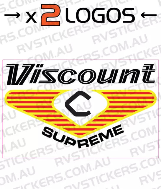 2x VISCOUNT 1970s 380mm SUPREME SQUARE LOGO vintage retro Caravan decal