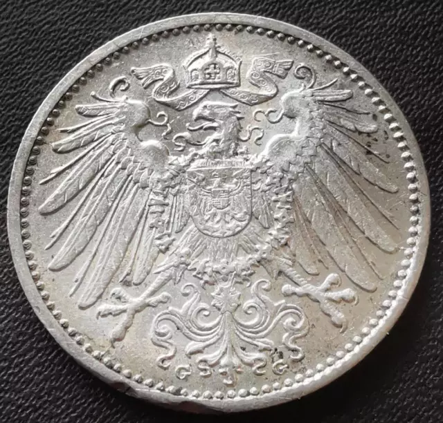 Deutsches Kaiserreich 1 Mark 1914 G Silber Verprägung (?) Randfehler 3