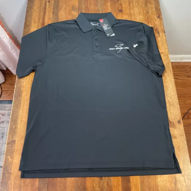 UNDER ARMOUR POLO Shirt Mens XL Black HeatGear Casual Golf Performance ...