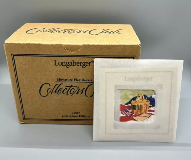 Longaberger 2002 Miniature USA Flag Basket Liner Protector NEW IN BOX MINT