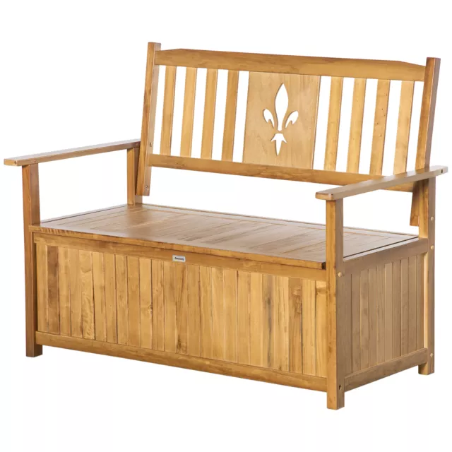 Outsunny 2 Seater Wood Garden Storage Bench Outdoor Storage Box Natural