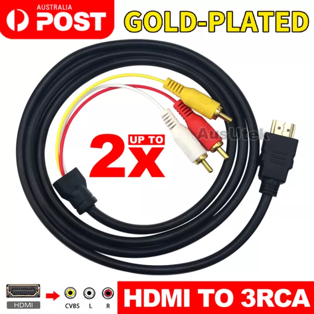 HDMI to RCA RGB Male AV 3 RCA Video Audio Converter Cable For HDTV DVD Player