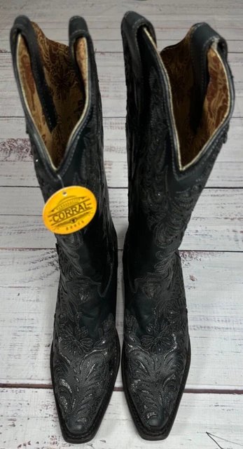 CORRAL WOMEN S BLACK BLUE AQUA Embroidery Snip Toe Cowgirl Boots R1441 160.50 PicClick