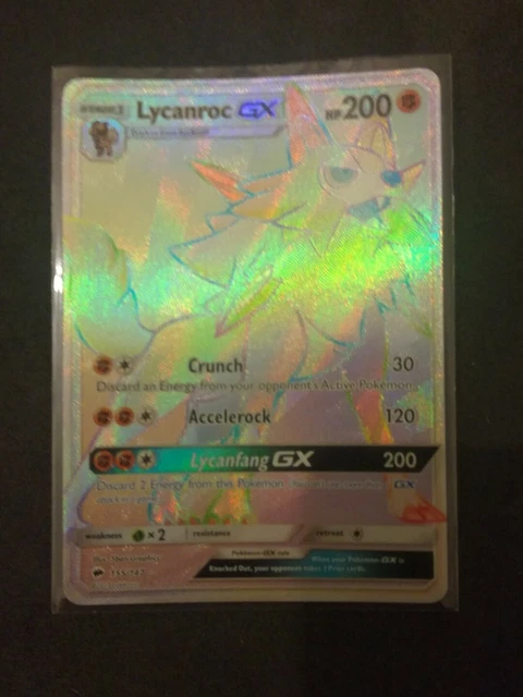 Pokemon Lycanroc GX, 155/147, SM brennende Schatten Set, ultra seltene Holo-Karte