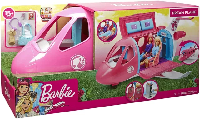 Barbie Style Doll Playset Dreamplane Airplane Multifunction Aircraft  Caravan Toy