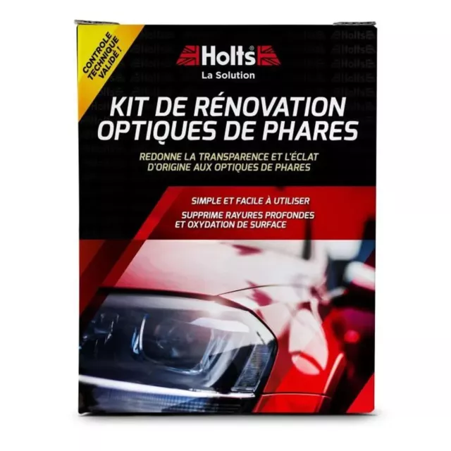 KIT RÉNOVATEUR D'OPTIQUE DE PHARE HOLTS Nettoyeur Phare + Microfibres +Disques 2