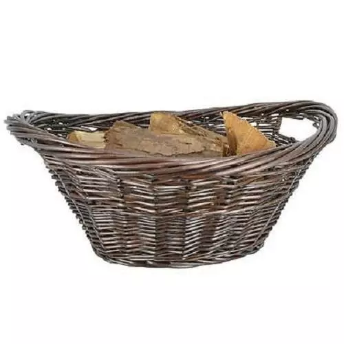 MANOR CRADLE OVAL WICKER FIRESIDE FIREPLACE LOG BASKET CARRIER 23" x 17" 0302