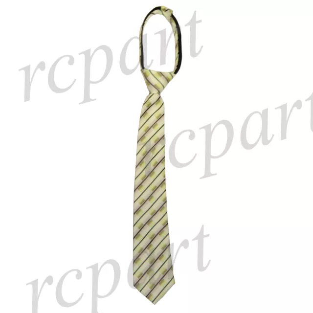 New Kids Boys Zipper up Adjustable Pre-tied Necktie mint brown olive Stripes