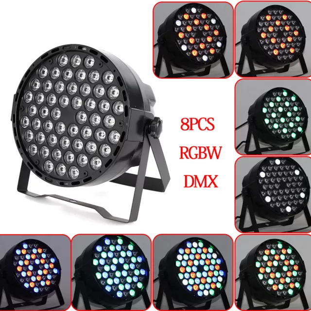 8pcs 54x3W RGBW LED DMX512 AUTO/Sound PAR64 Party Lighting 7CH Stage Par Light