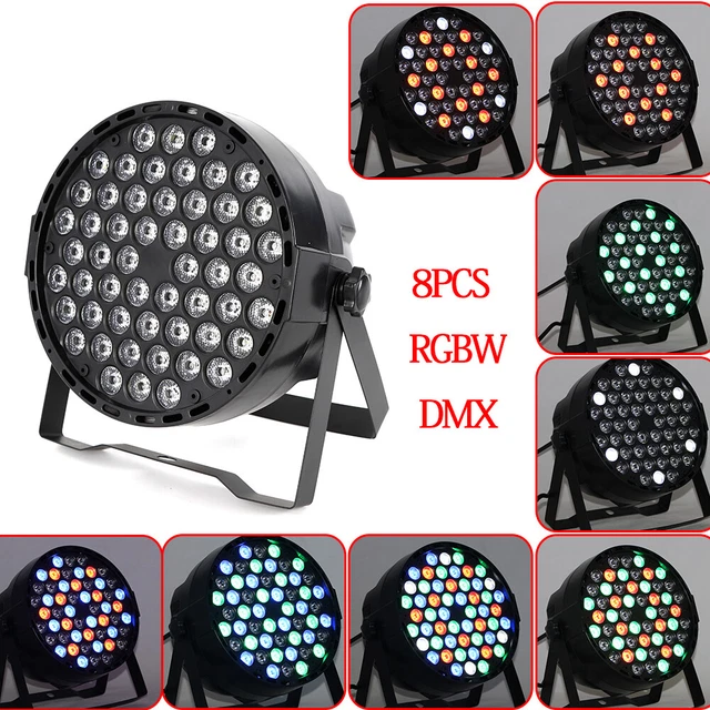 8pcs Stage Par Light 54x3W RGBW LED DMX512 AUTO/Sound PAR64 Party Lighting 7CH