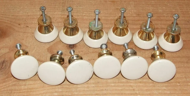 12 anciens boutons poignées en métal peint, tiroir commode armoire de 3,3 cm