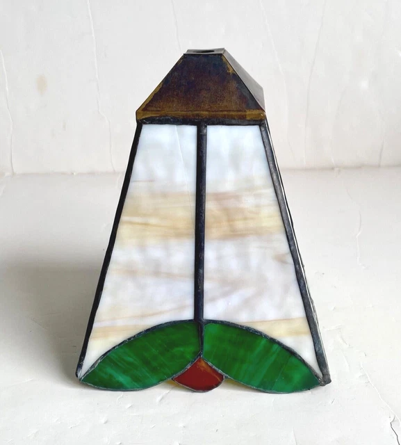 VINTAGE STAINED GLASS Table Lamp Base Shade Tiffany Style Mission