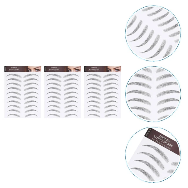 3 hojas pegatinas de cejas resistentes al agua para mujeres falsas herramienta de recorte