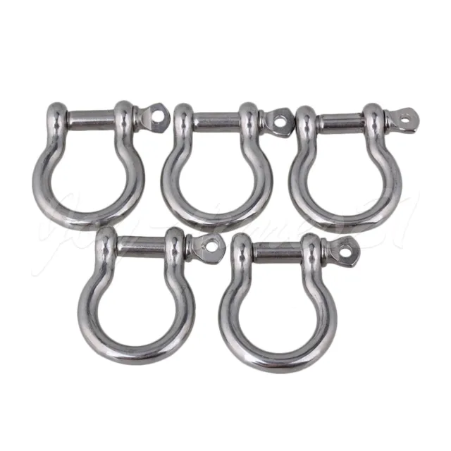 Silver Color Screw Pin Bow Anchor Bow Shackle European Style M5 Pack of 5